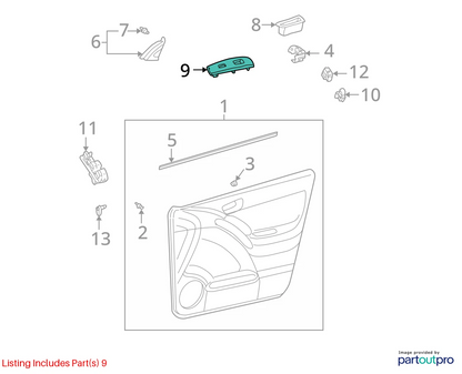 03-08 TOYOTA MATRIX FRONT LEFT DOOR WINDOW SWITCH BEZEL COVER TRIM 74232-01030