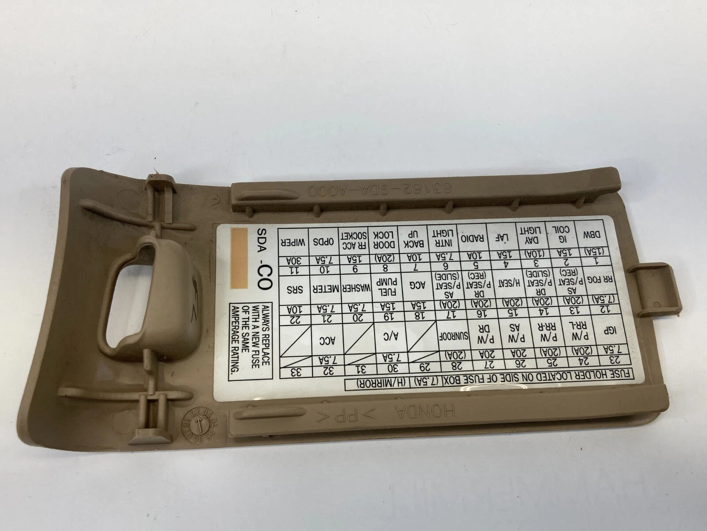 03-07 HONDA ACCORD LEFT SIDE FUSE BOX DOOR LID COVER BEZEL 83162-SDA-A000 OEM