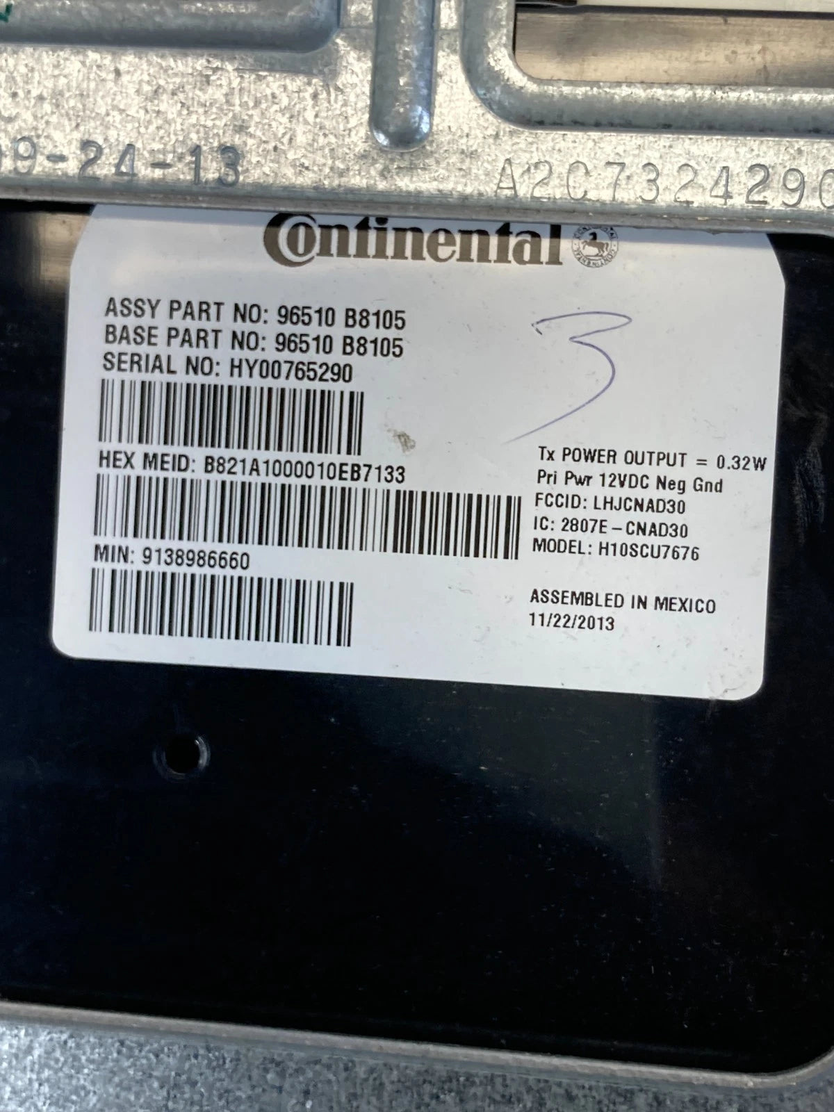 2013-2016 HYUNDAI SANTA FE INFO GPS TELEMATICS MODULE UNIT 96510B8105 OEM