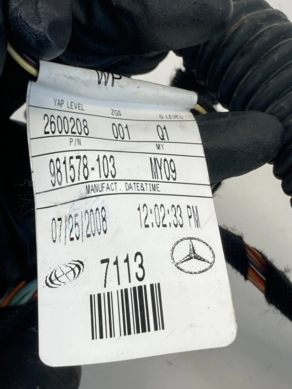 06-09 MERCEDES-BENZ ML350 REAR LEFT DOOR WIRE WIRING HARNESS 981578-103 OEM