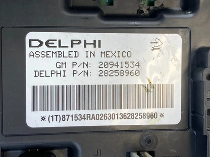 11 12 CHEVY MALIBU BODY CONTROL MODULE BCM INTERIOR FUSE RELAY BOX 20941534 OEM