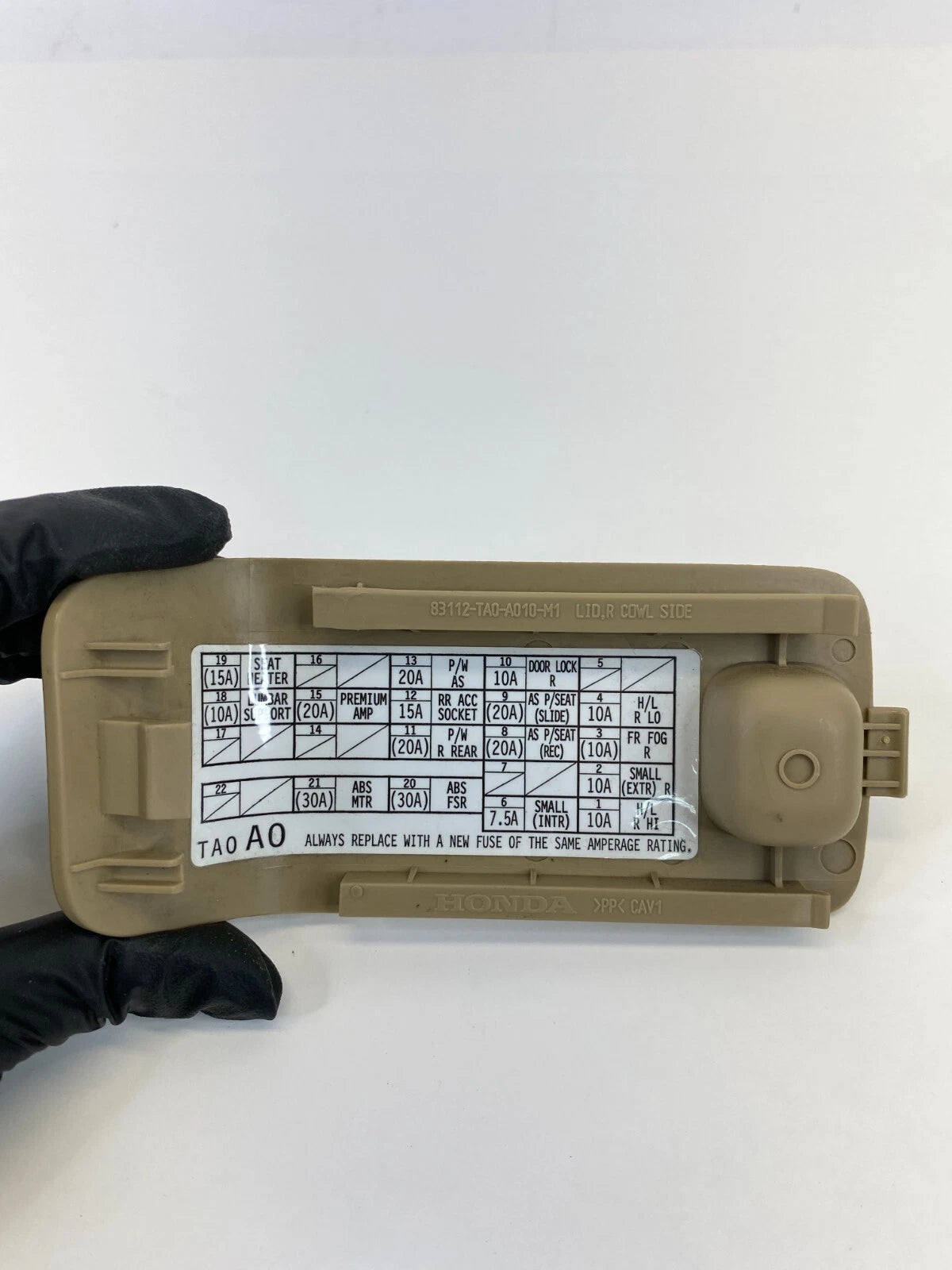 08-12 HONDA ACCORD DASH RIGHT LOWER FUSE BOX LID DOOR COVER 83112-TA0-A010 OEM