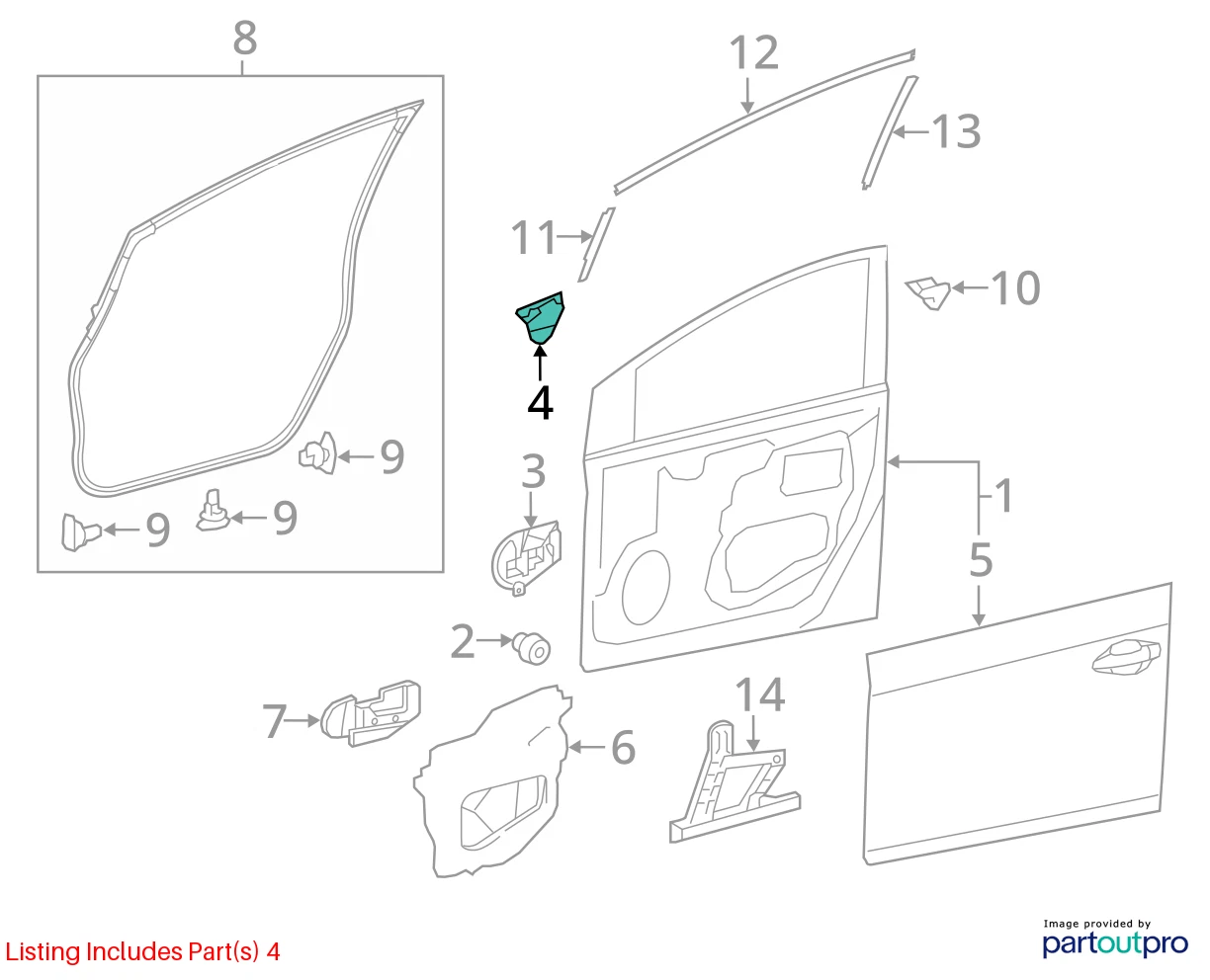 10-15 TOYOTA PRIUS FRONT RIGHT DOOR INNER MIRROR CORNER LOCK STRIKER COVER OEM
