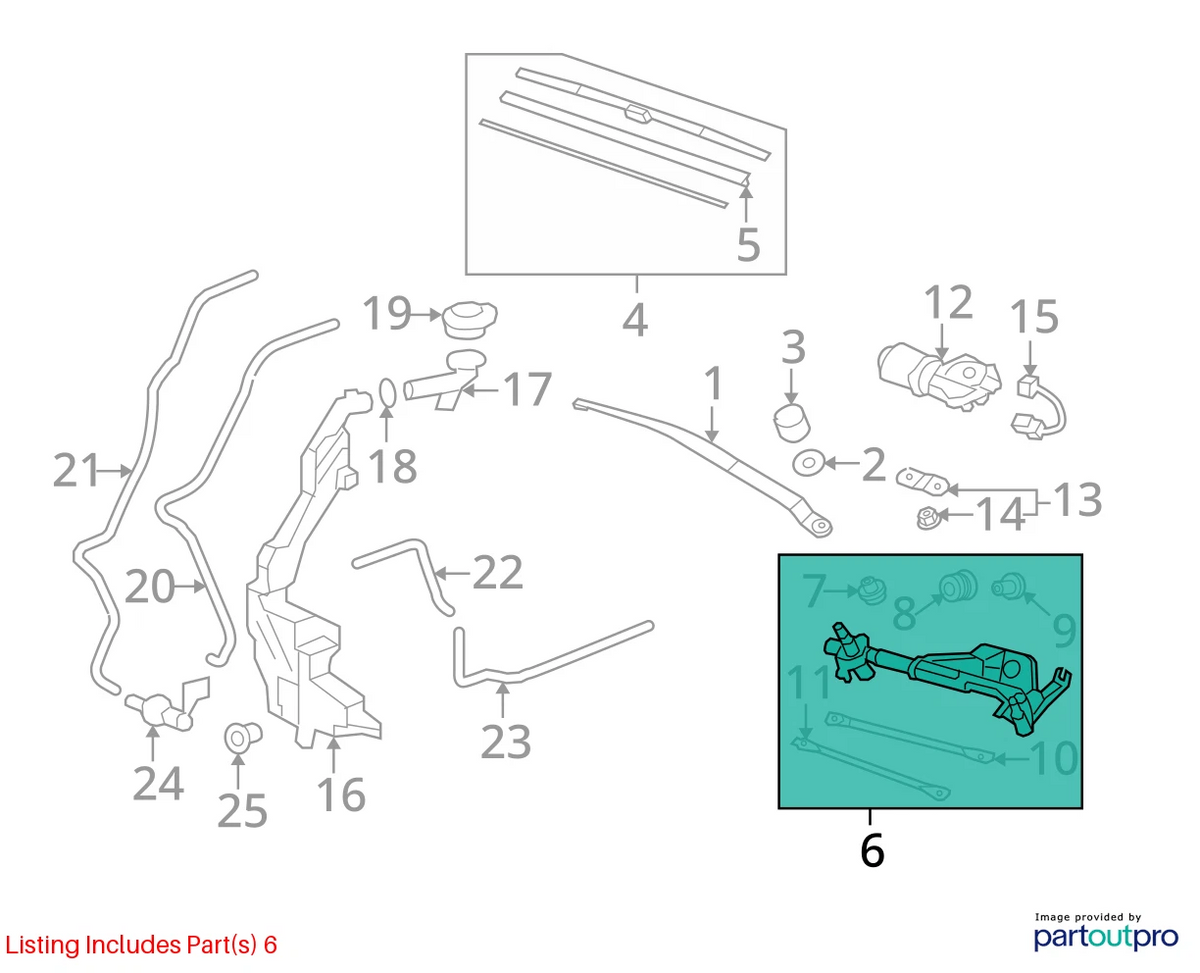 2007-2011 HONDA CR-V FRONT WINDSHIELD WIPER MOTOR W/ LINKAGE OEM FACTORY