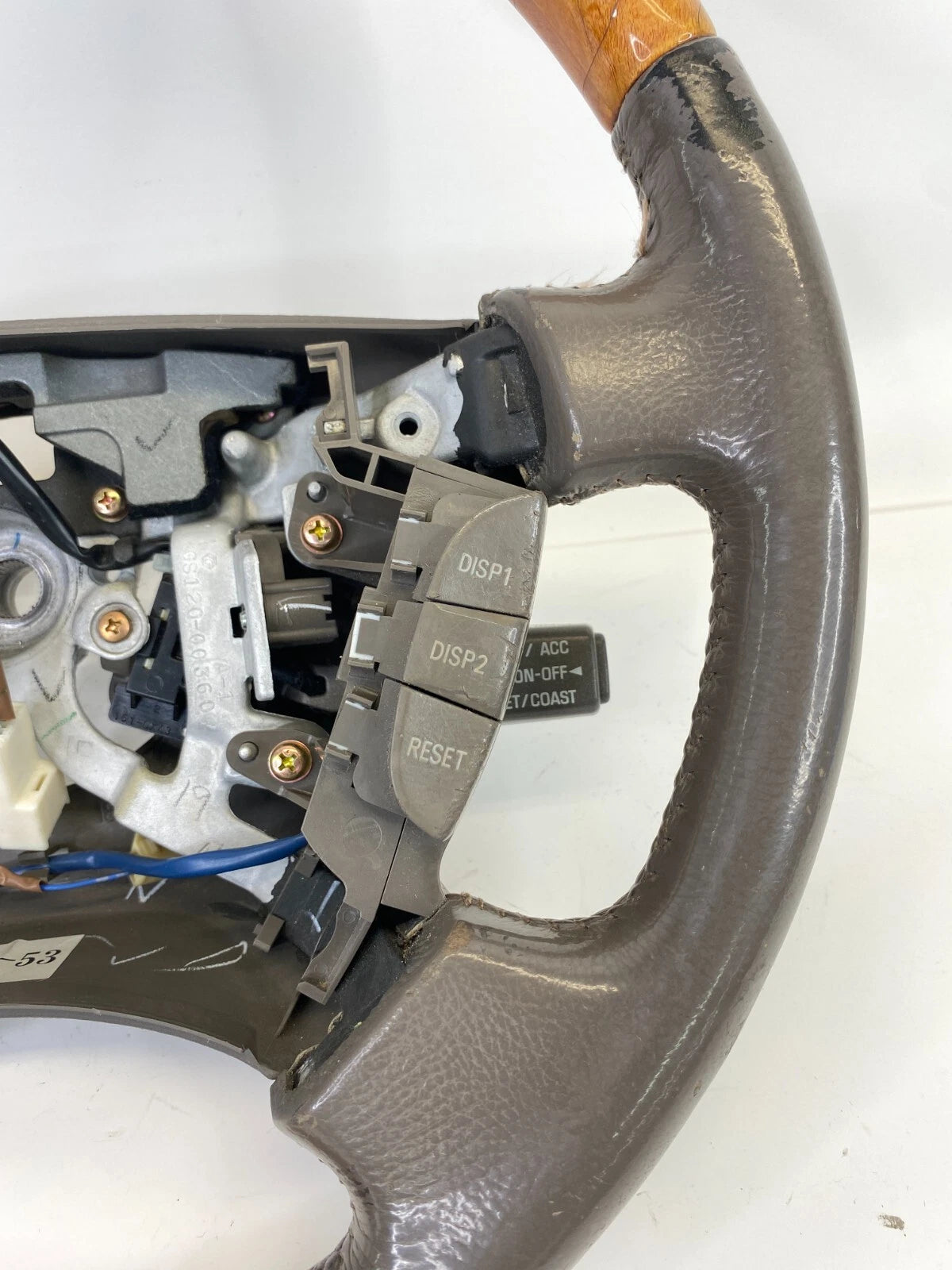 2004 2005 2006 LEXUS LS430 STEERING WHEEL W/ CRUISE CONTROLS SWITCH GRAY WOOD