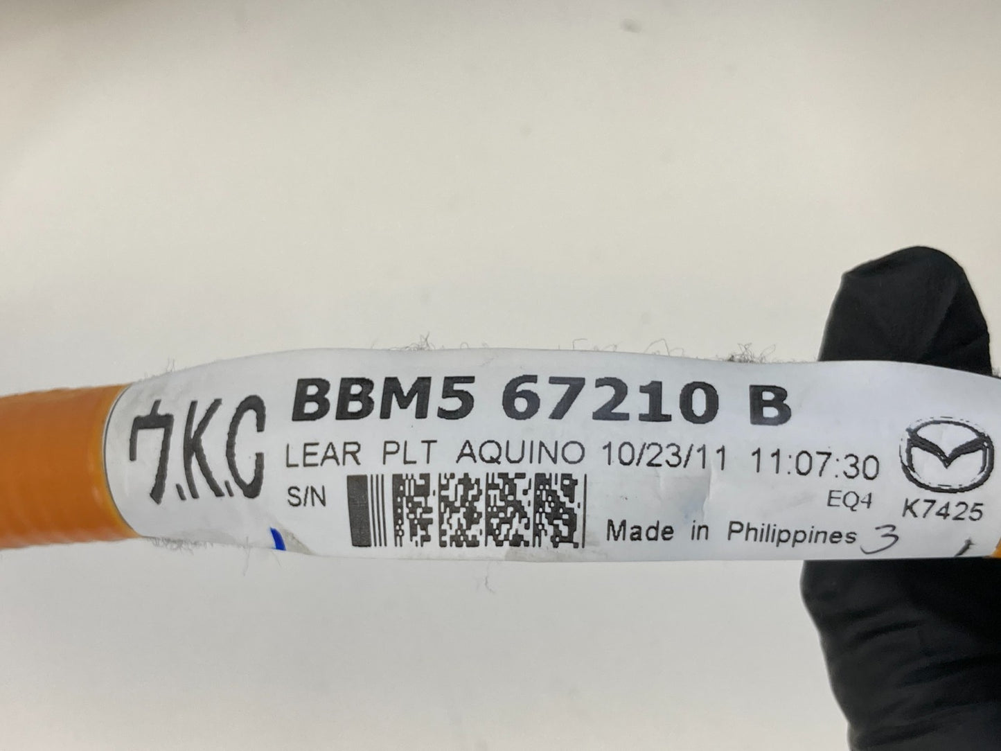 10-13 Mazda 3 Rear Right Side Back Door Wire Wiring Harness Cable BBM5-67210-B