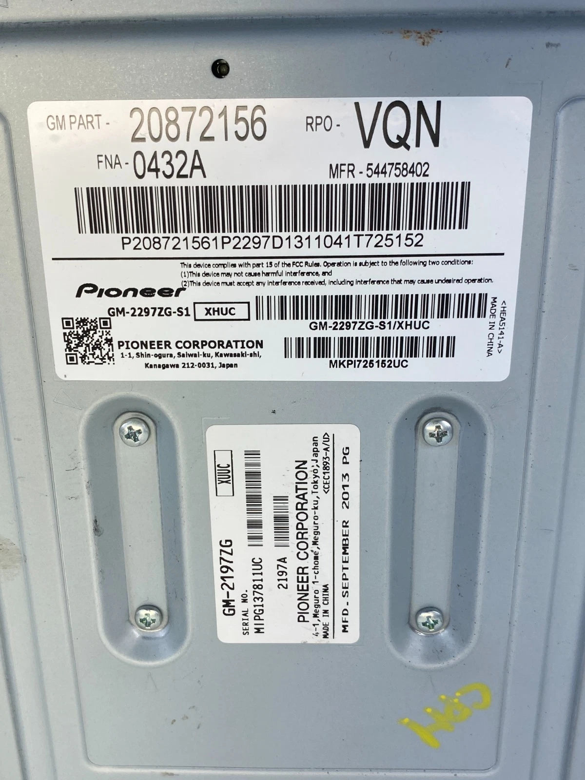 2010-2015 CHEVROLET EQUINOX GMC TERRAIN RADIO AUDIO AMPLIFIER 20872156 OEM