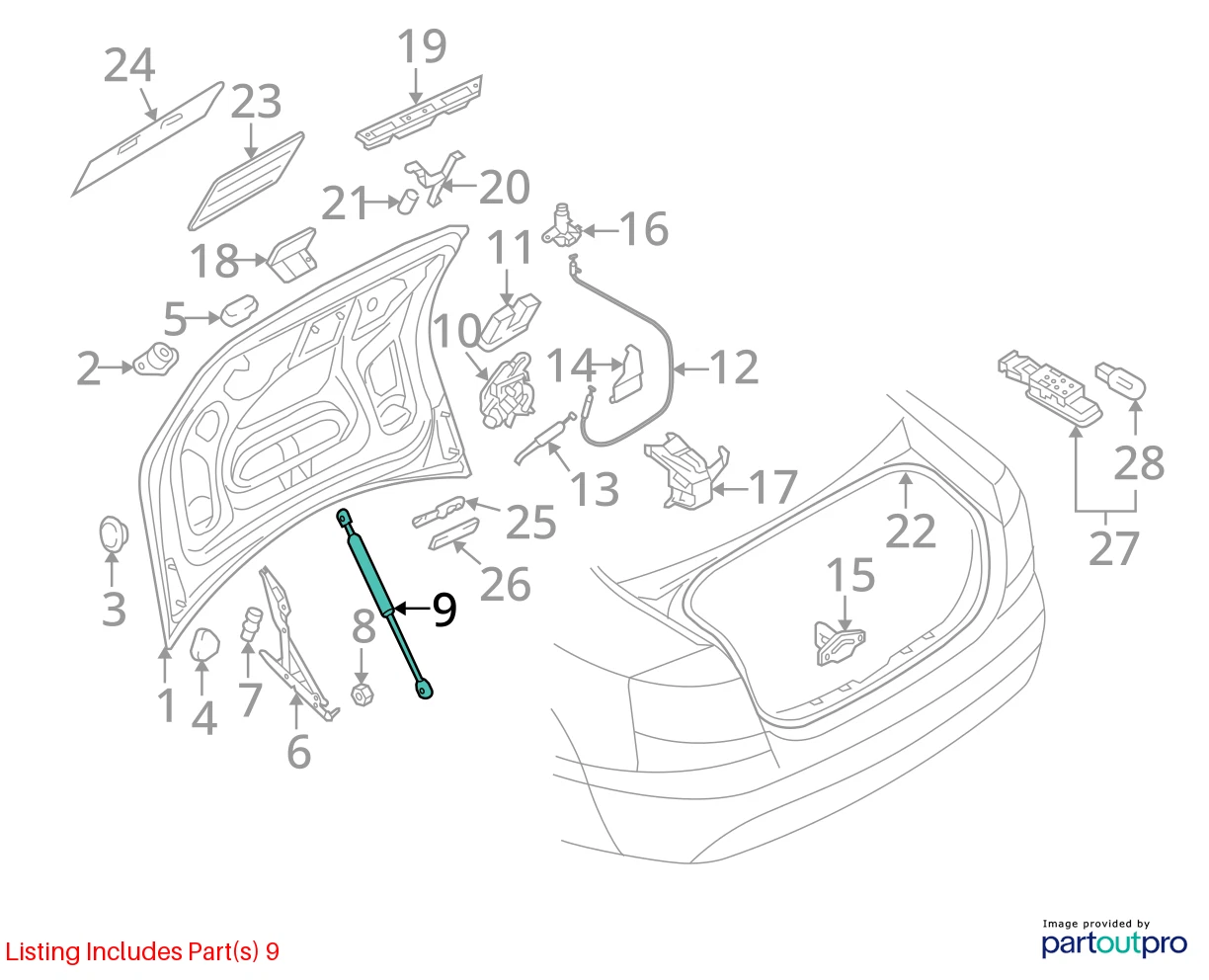 2005-2011 AUDI A6 SEDAN REAR TRUNK TAILGATE LID STRUT SHOCK PAIR SET 4F0-955-101