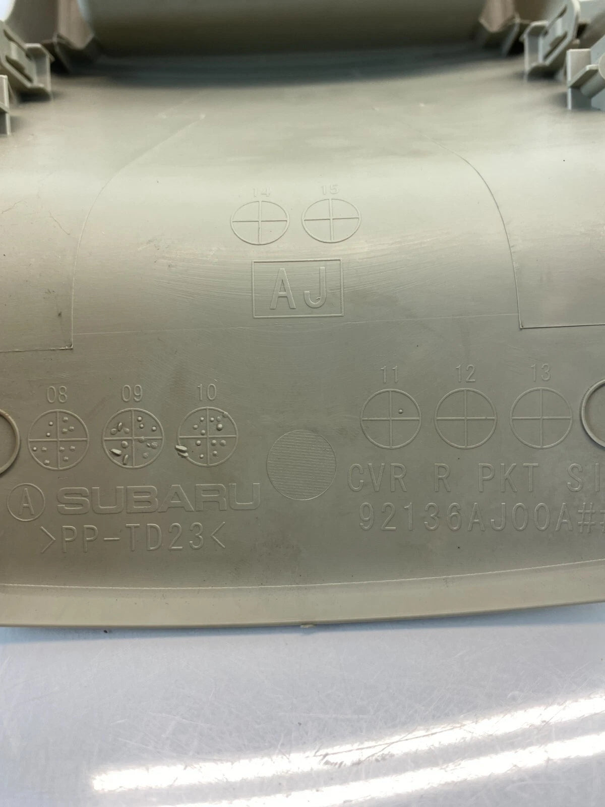 2010-2014 SUBARU LEGACY CENTER CONSOLE REAR BACK PANEL COVER TRIM 92136AJ00A OEM