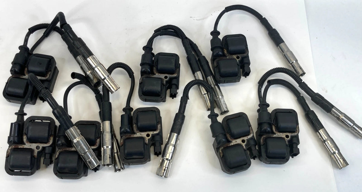 1998-2002 MERCEDES-BENZ E430 ENGINE IGNITION COIL SET OF 8 W SPARK WIRE PLUG OEM