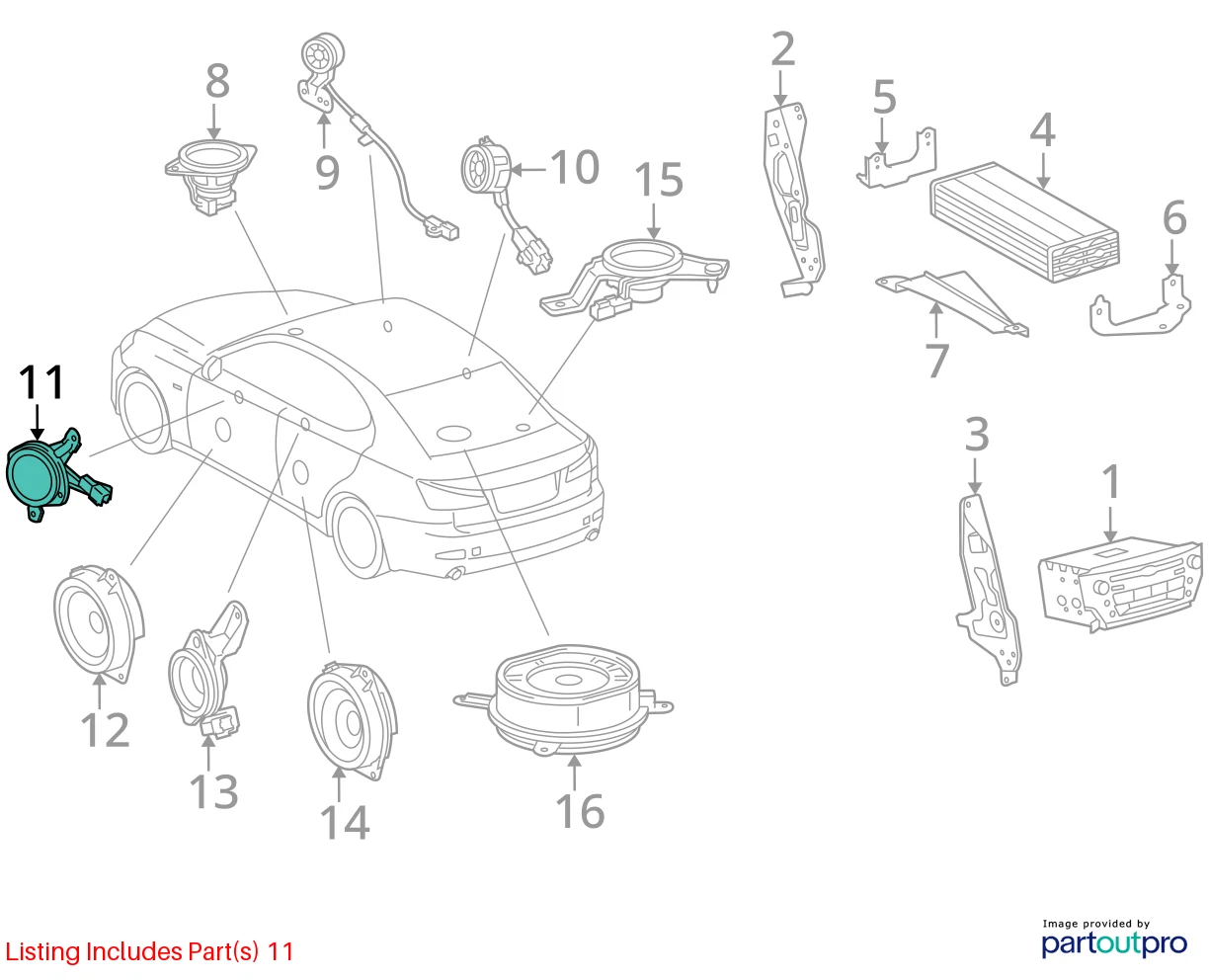 2006-2013 LEXUS IS250 FRONT LEFT DOOR AUDIO SPEAKER TWEETER 86160-53250 OEM
