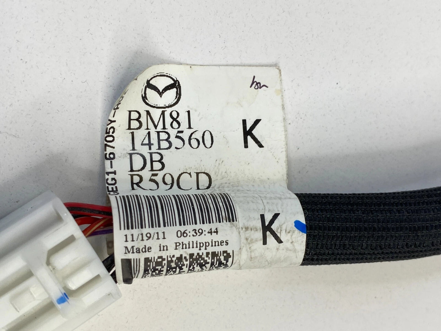2012 12 MAZDA 6 MAZDA6 REAR HARNESS WIRE WIRING CABLE BM8114B560 OEM