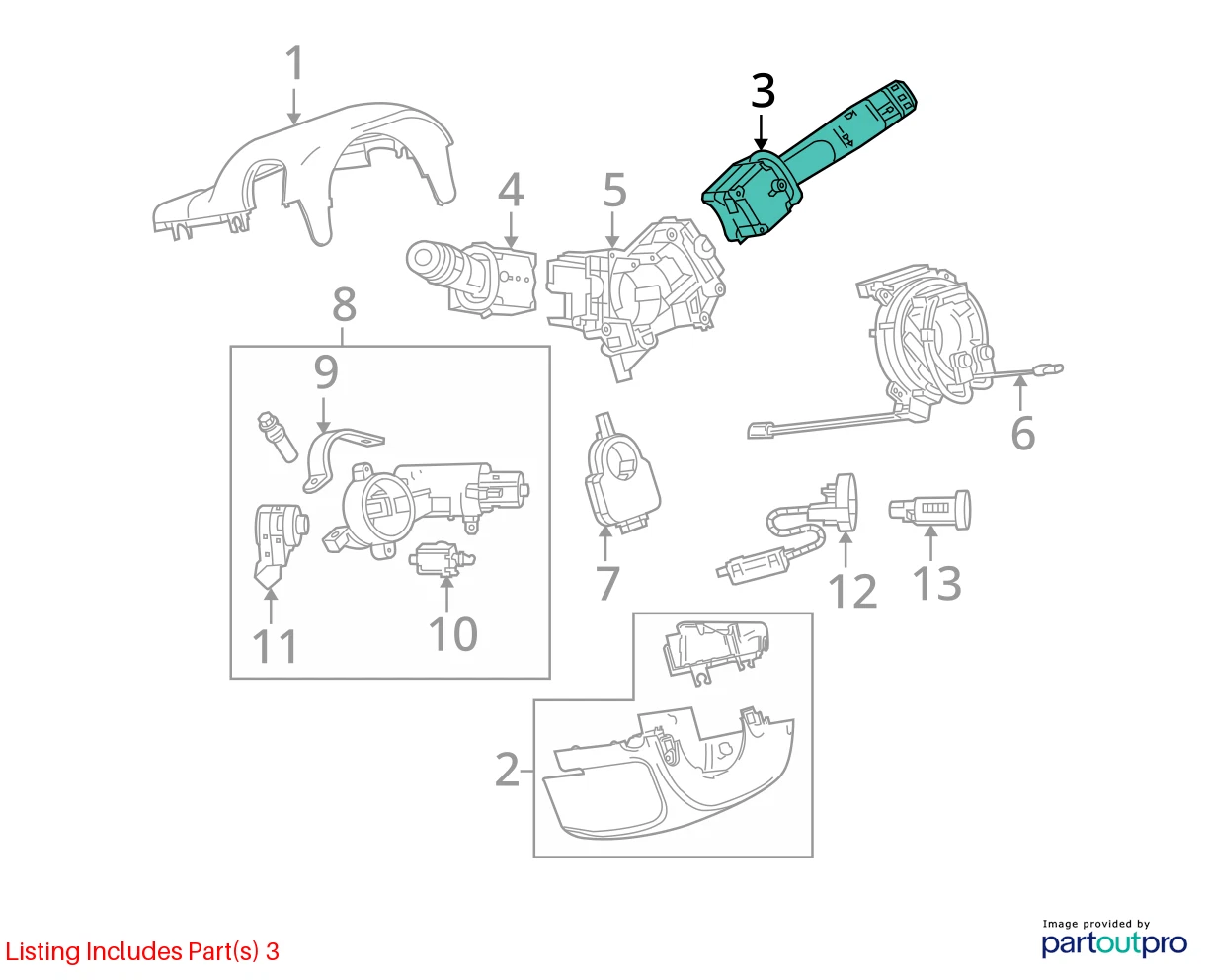 2010-2016 BUICK LACROSSE TURN SIGNAL & WINDSHIELD WIPER LEVER CONTROL SWITCH OEM