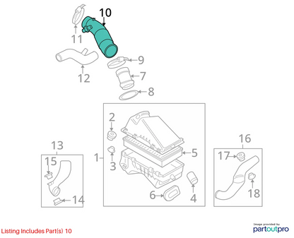 2006-2010 VOLKSWAGEN NEW BEETLE 2.5L AIR CLEANER INTAKE HOSE TUBE 1C0-129-684-BE