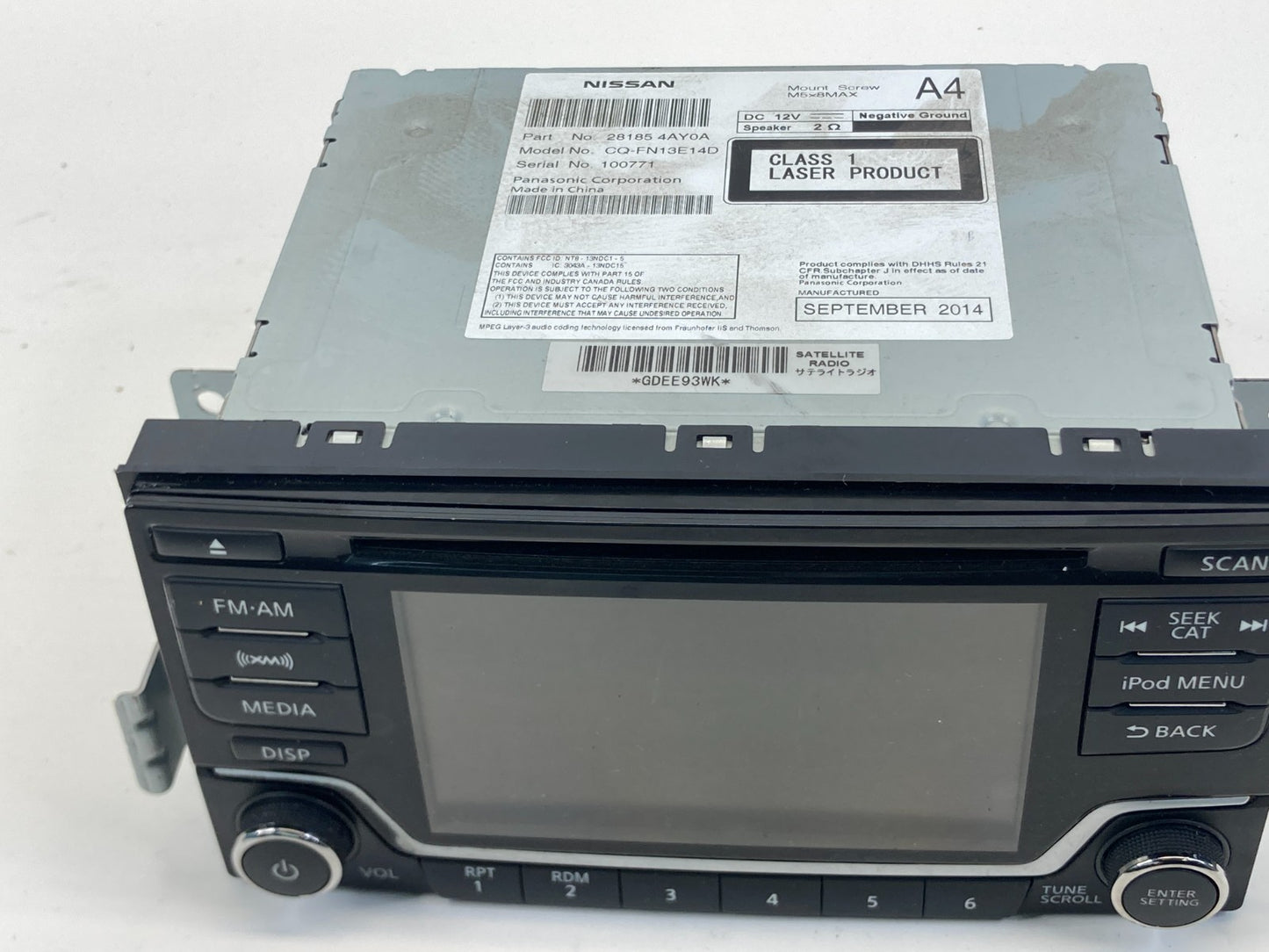 2015-2017 Nissan Quest Radio Receiver AM/FM CD Player XM Screen 28185-4AY0A OEM