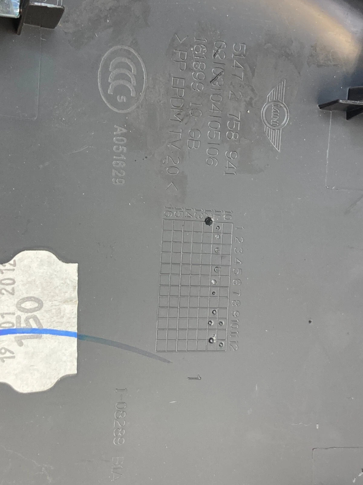 12-15 MINI COOPER REAR LEFT OR RIGHT TRUNK TRIM COVER PARTITION TOP 51472758941