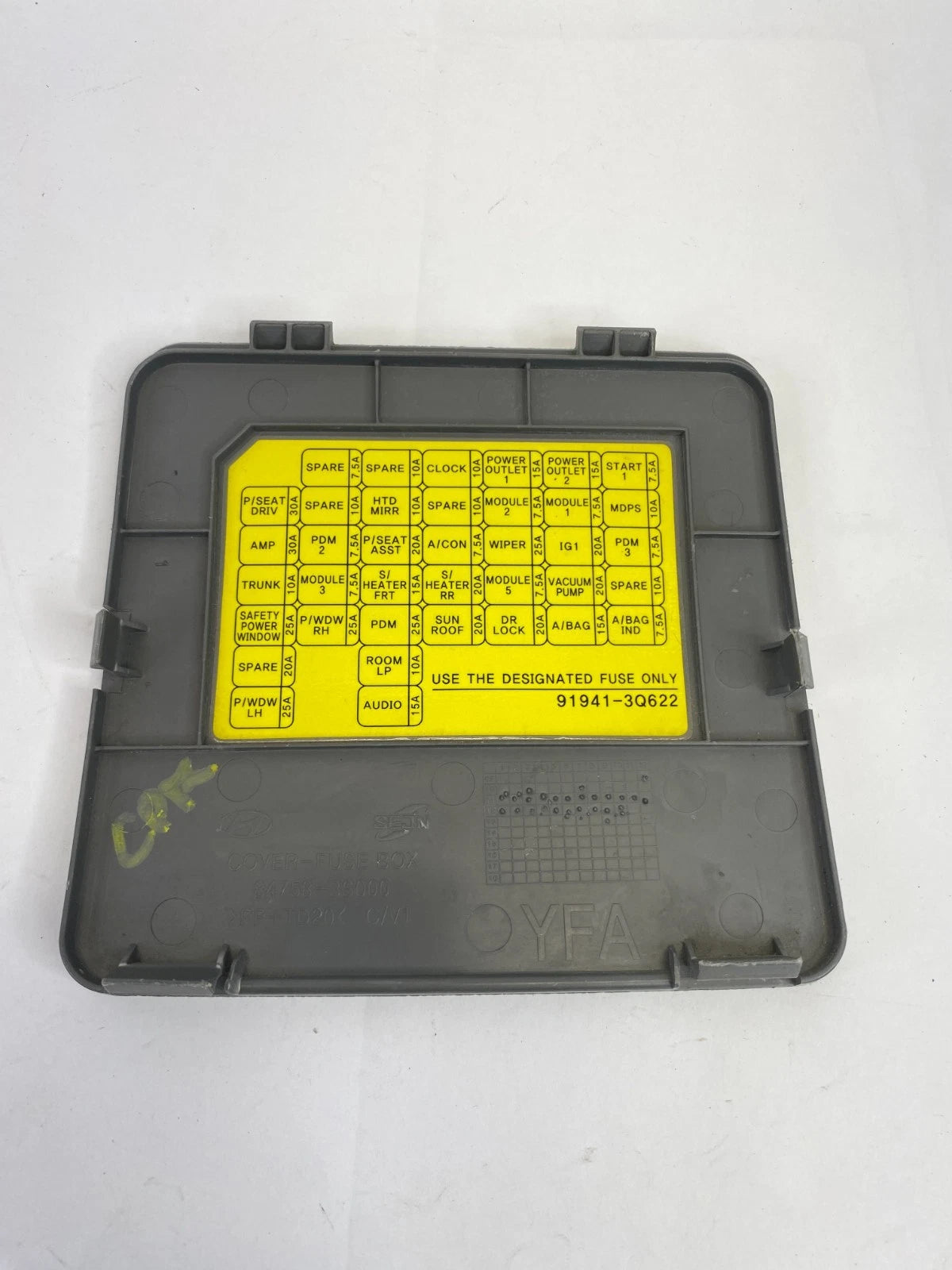2011-2015 HYUNDAI SONATA DASHBOARD FUSE BOX LID COVER GRAY 84758-3S000 OEM