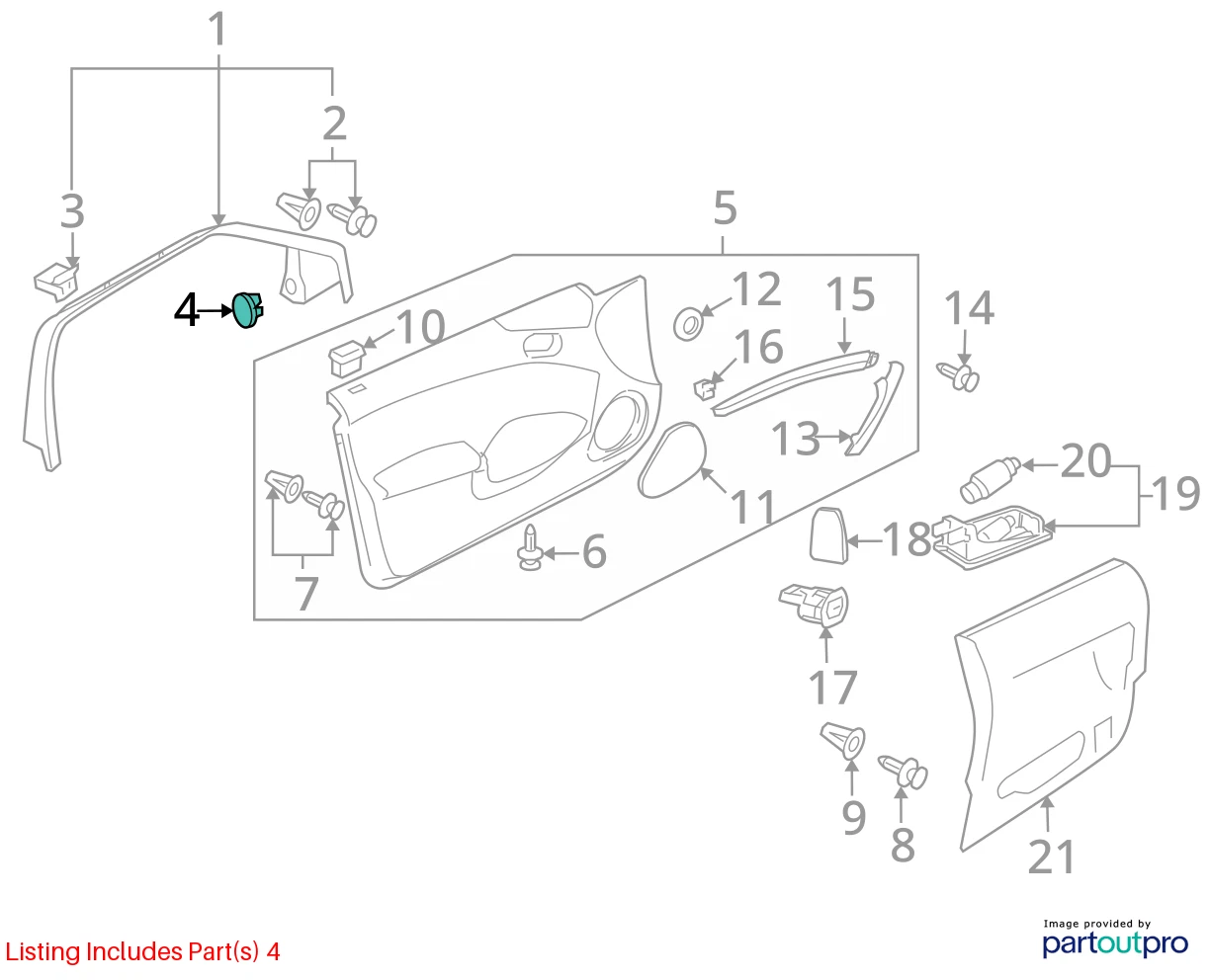 2006-2009 SAAB 9-5 FRONT DOOR HANDLE SCREW CAP TRIM PLUG RIGHT OEM 12768010