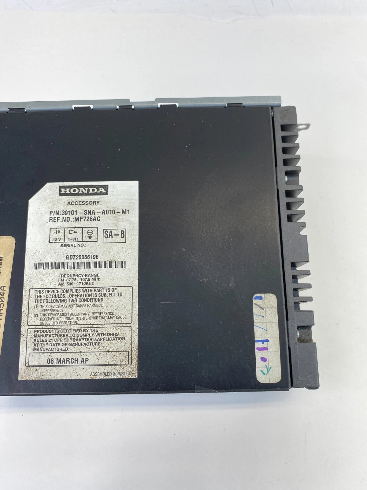 06-11 HONDA CIVIC SEDAN RADIO AM/FM STEREO RECEIVER CD PLAYER 39101-SNA-A010 OEM