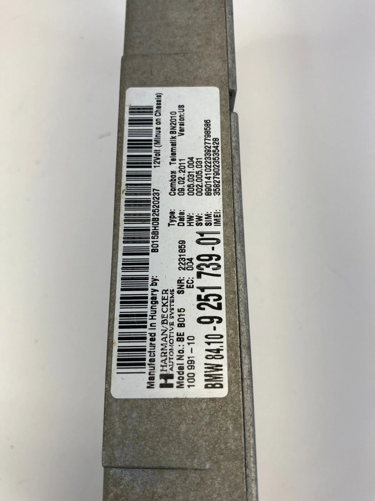 2011-2017 BMW X3 BLUETOOTH TELEMATICS COMPUTER CONTROL MODULE 84109251739-01 OEM