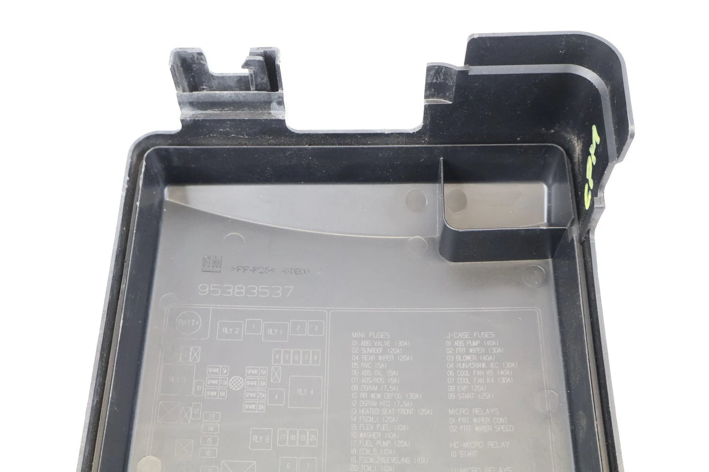 2012-2016 CHEVROLET SONIC FRONT ENGINE FUSE RELAY BOX COVER LID TOP 95383537 OEM