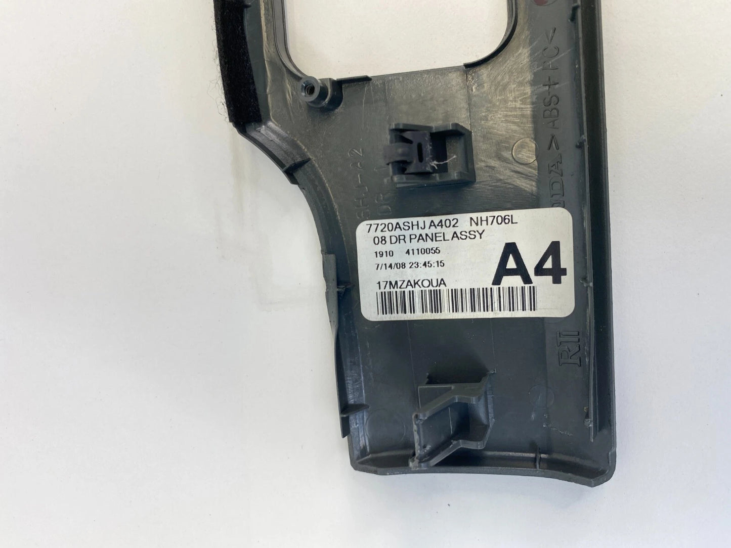 05-10 HONDA ODYSSEY DASH LEFT SLIDING DOOR SWITCH COVER TRIM BEZEL 7720ASHJA402