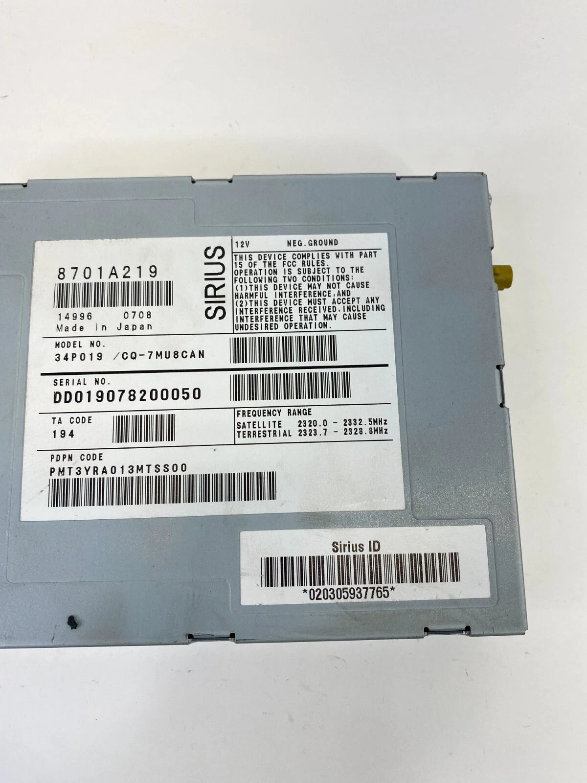 2008-2015 MITSUBISHI LANCER SATELLITE RADIO CONTROL MODULE SIRIUS 8701A219 OEM