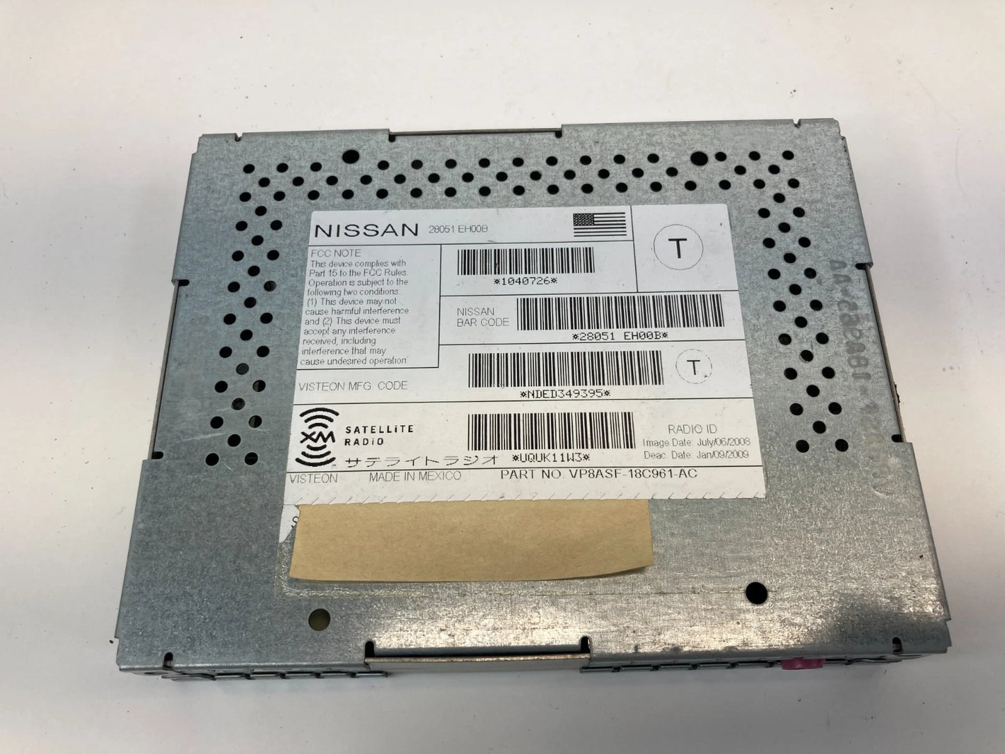 2007-2012 NISSAN ALTIMA SATELLITE RADIO TUNER CONTROL MODULE UNIT 28051EH00B OEM