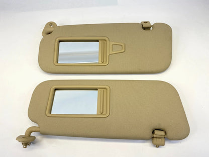 14-17 HYUNDAI ACCENT SUNVISOR SUN VISORS SHADE PAIR SET LH RH TAN W/ MIRROR OEM