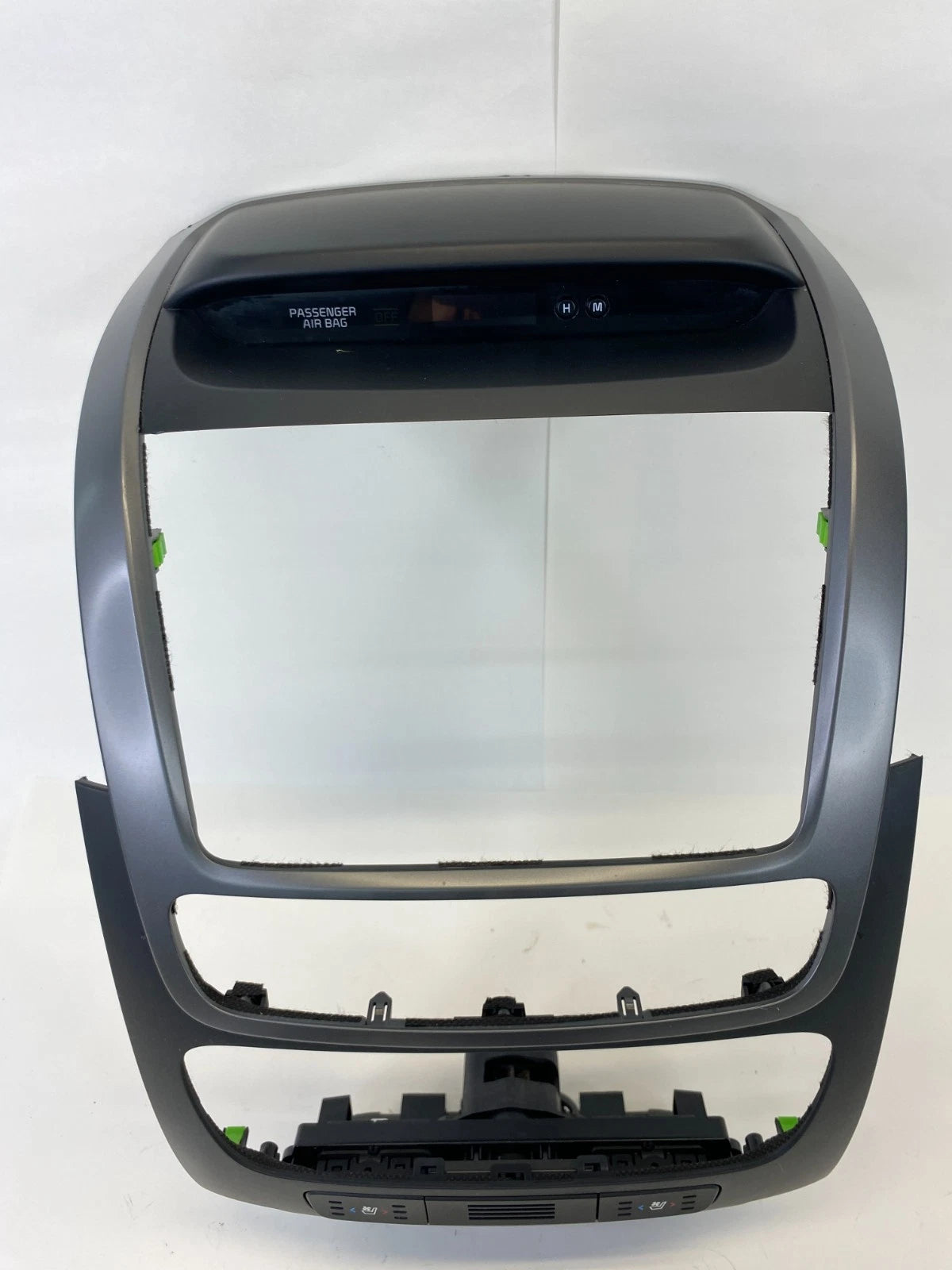 20014 2015 KIA SORENTO CENTER DASH RADIO & CLIMATE CONTROL TRIM BEZEL W/ CLOCK