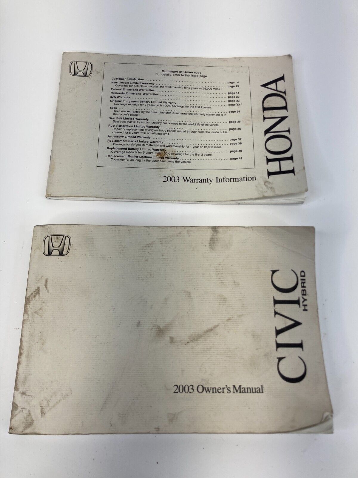 2003 03 Honda Civic Hybrid Owners Manual Guide Book Warranty Information OEM