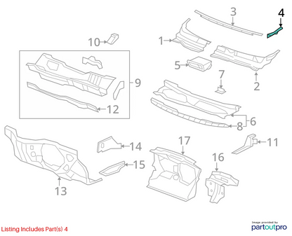 2012-2015 CHEVROLET CAPTIVA SPORT FRONT LEFT SIDE COWL PANEL GRILL GRILLE COVER