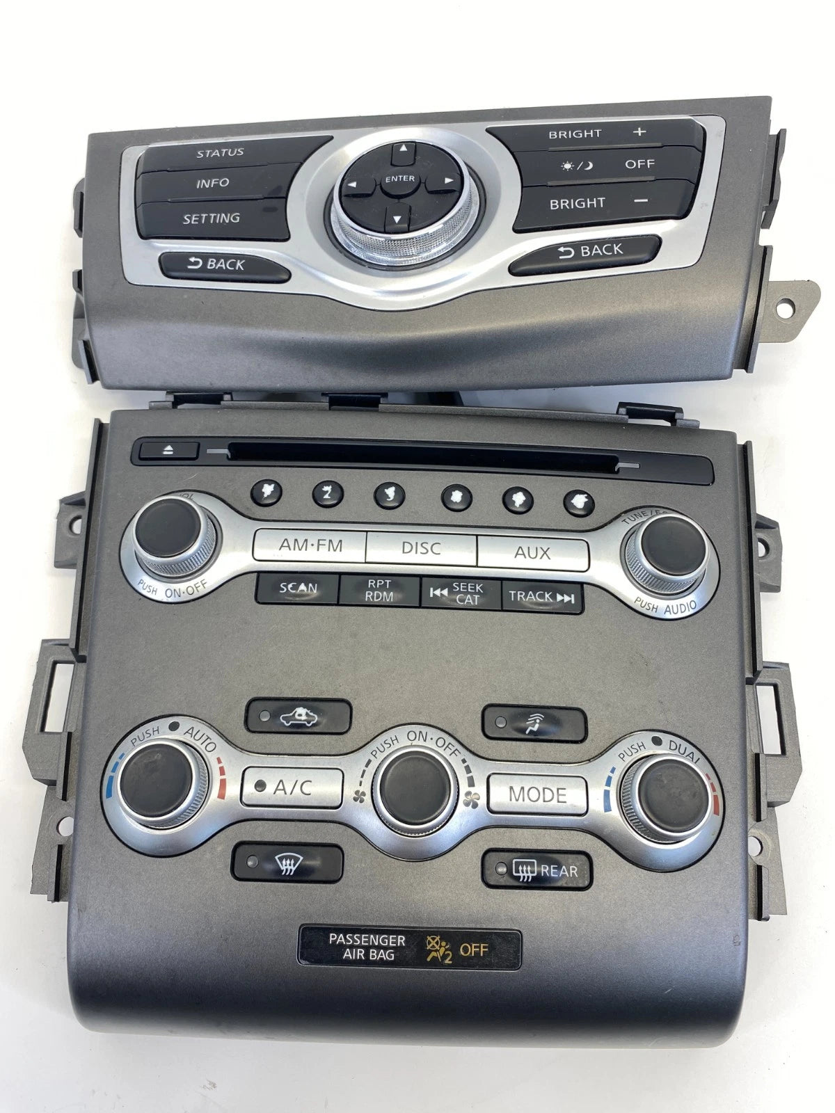 2009 10 11 2012 NISSAN MURANO AM/FM RADIO CD PLAYER FACEPLATE CLIMATE CONTROL