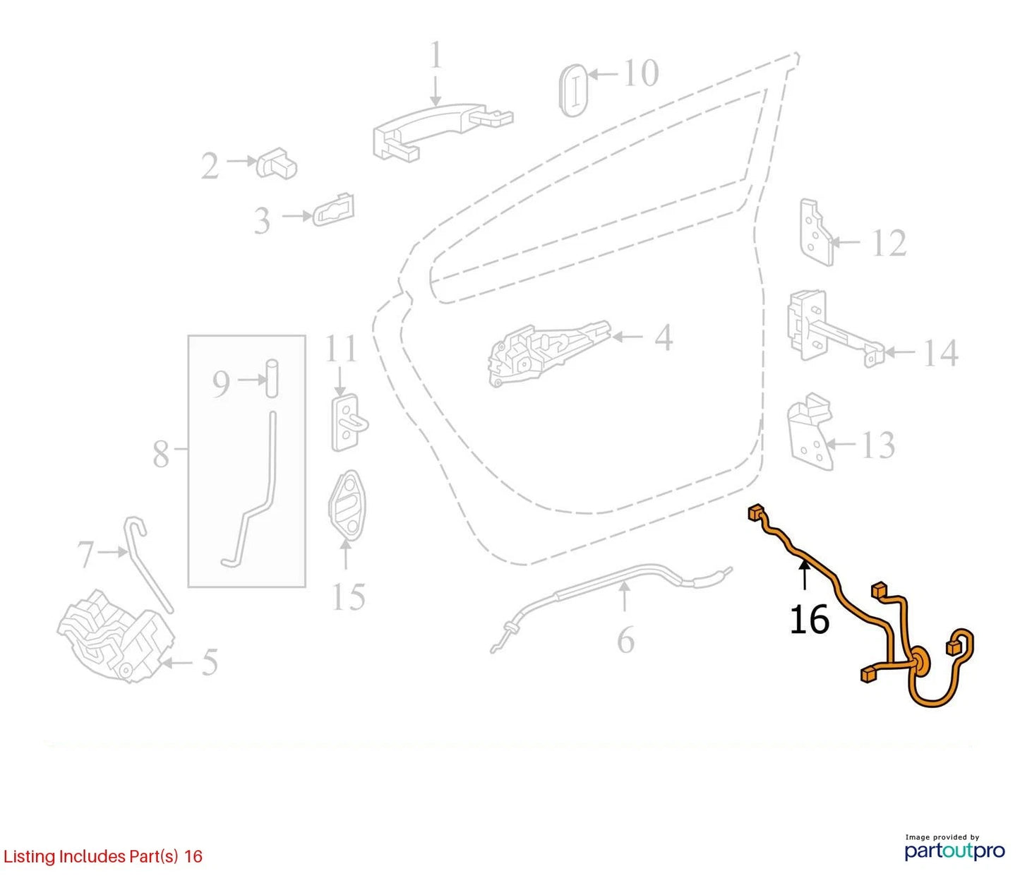 2015-2017 BUICK REGAL REAR LEFT SIDE DOOR WIRE HARNESS WIRING 13462893 OEM