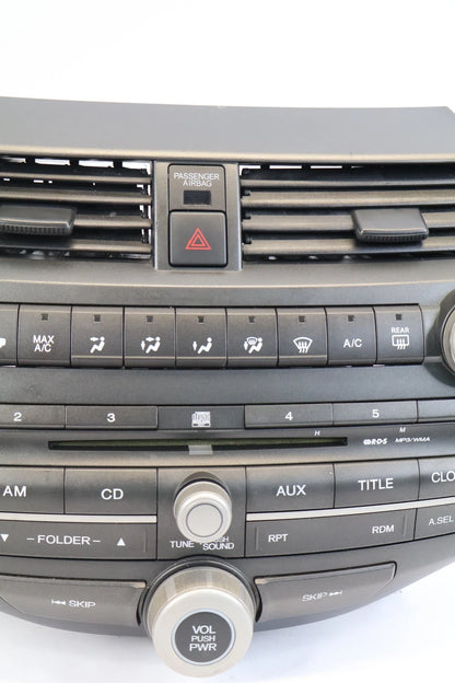 08-11 HONDA ACCORD AM/FM RADIO RECEIVER MP3 SINGLE CD W/ CLIMATE 39100TA0A01 OEM