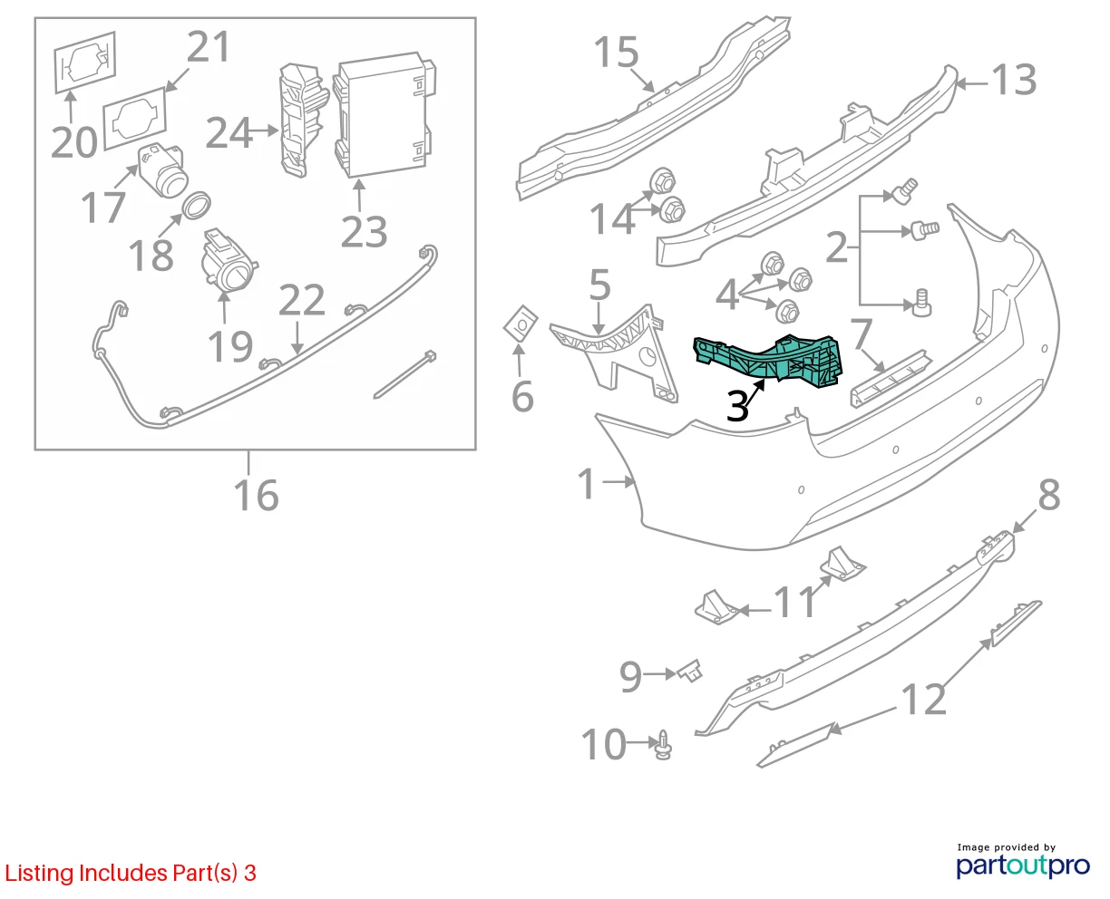 2004-2011 SAAB 9-3 93 REAR LEFT INNER BRACKET SIDE SUPPORT BUMPER RETAINER OEM
