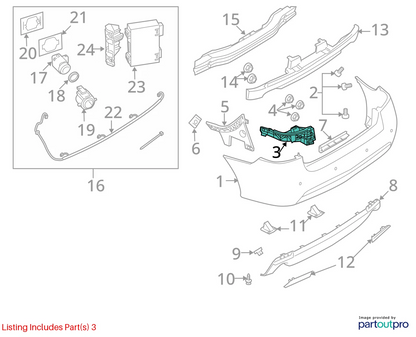 2004-2011 SAAB 9-3 93 REAR LEFT INNER BRACKET SIDE SUPPORT BUMPER RETAINER OEM