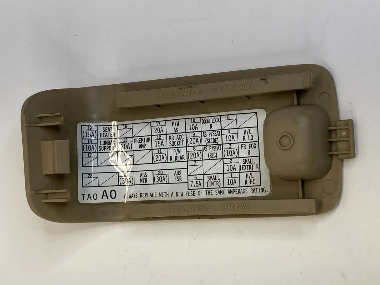 2008-2012 Honda Accord Right Lower Dash Interior Fuse Box Cover 83112TA0A010 OEM