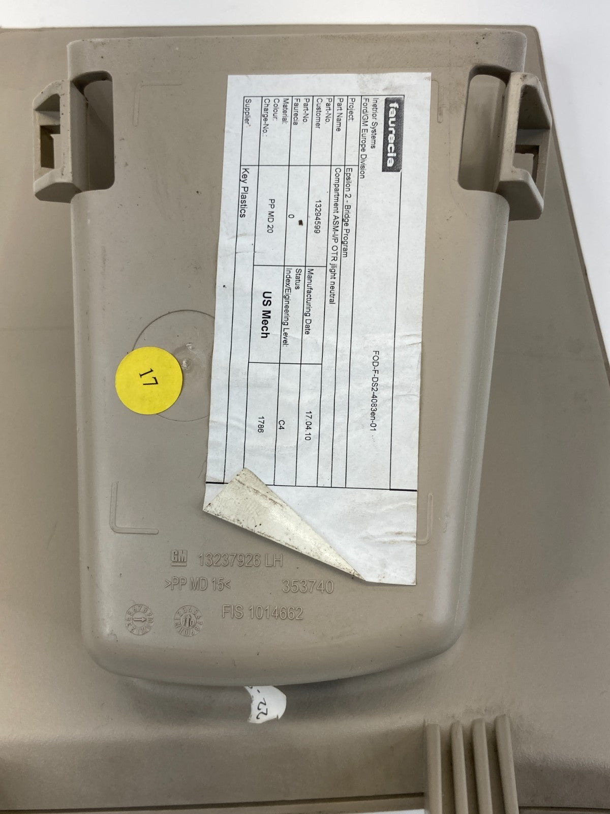 2011-2017 Buick Regal Left Driver Side Dash Panel Compartment Box 13237926 OEM