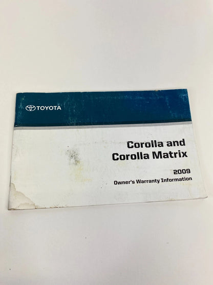 2009 TOYOTA COROLLA OWNERS MANUAL WARRANTY INFORMATION REFERENCE GUIDE SET OEM