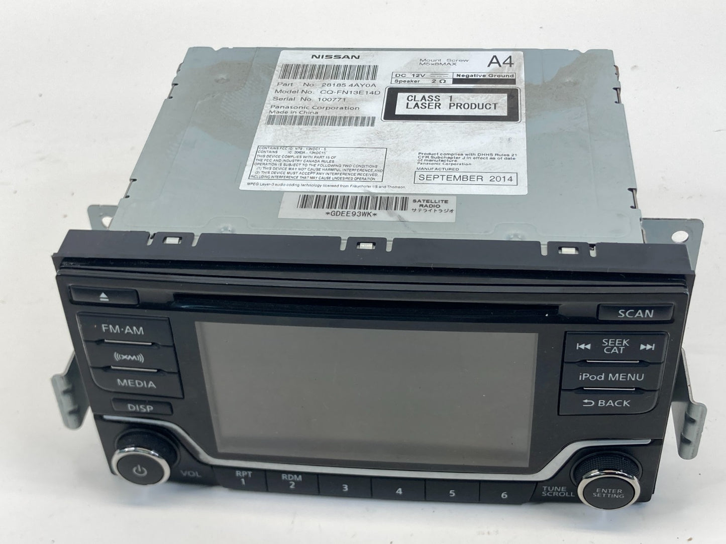 2015-2017 Nissan Quest Radio Receiver AM/FM CD Player XM Screen 28185-4AY0A OEM