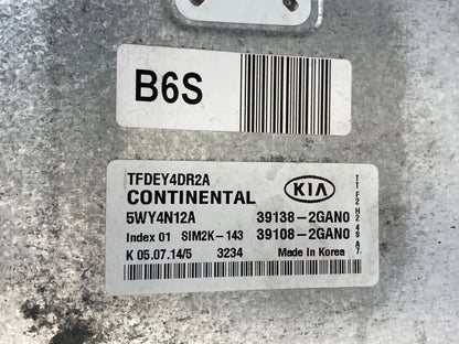 2014-2016 KIA OPTIMA HYBRID 2.4L ENGINE CONTROL MODULE ECU UNIT OEM 39108-2GAN0