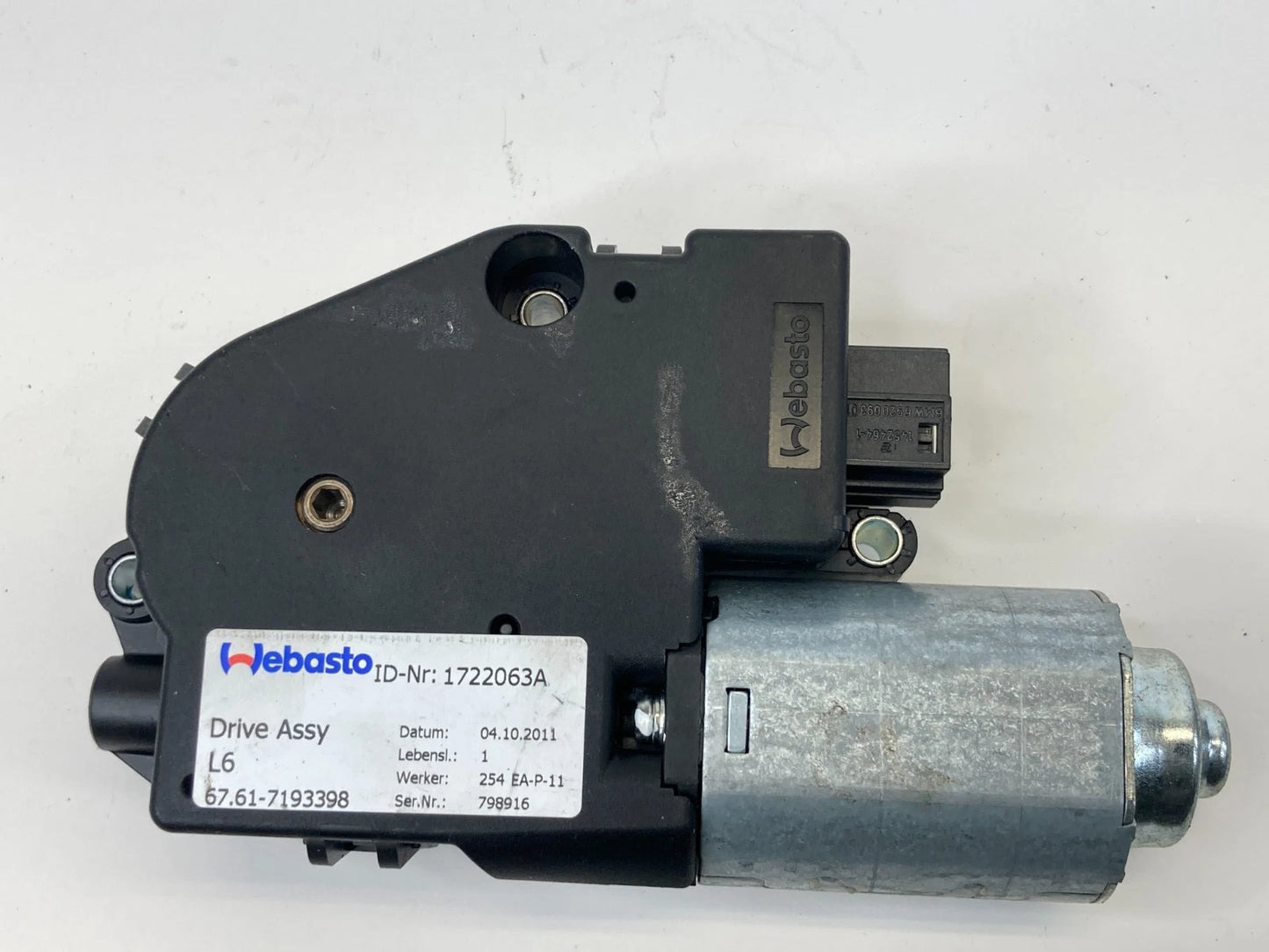 2009-2013 BMW 328I XDRIVE SUNROOF MOTOR DRIVE ASSEMBLY 6761-7193398 OEM