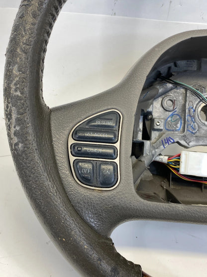 2003-2004 LINCOLN TOWN CAR WOOD GRAIN LEATHER STEERING WHEEL STONE GRAY OEM