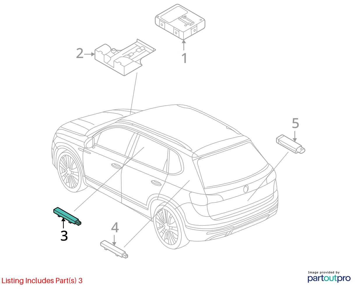 2009-2021 VOLKSWAGEN TIGUAN KEYLESS ACCESS ENTRY ANTENNA DOOR LOCK 5K0-962-132-B