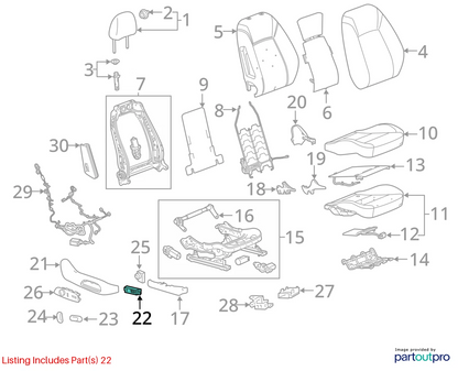 10-16 CADILLAC SRX 10-13 BUICK LACROSSE FRONT RIGHT SEAT ADJUST SWITCH 25974715