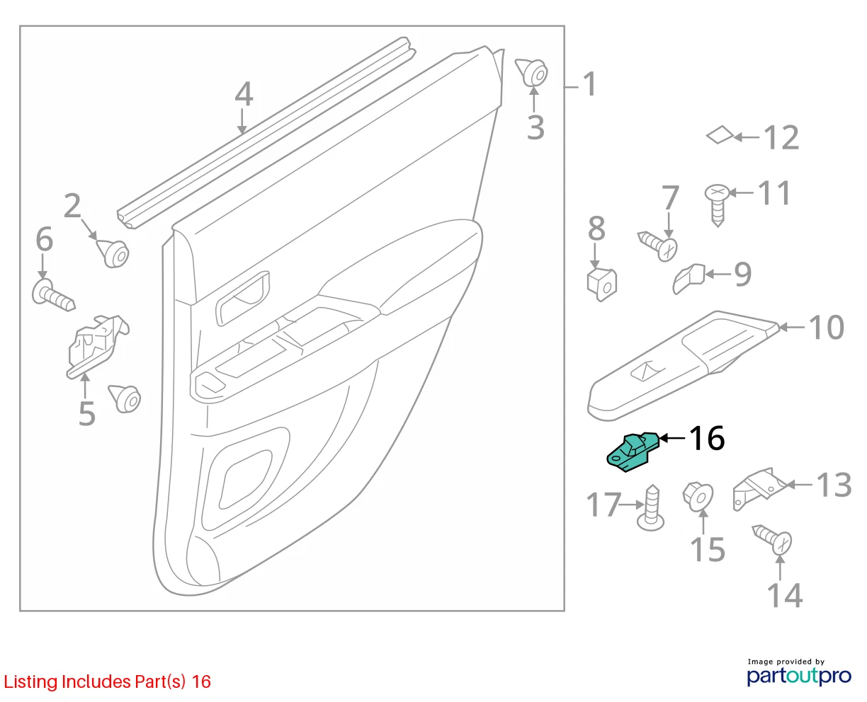 2008-2015 MITSUBISHI LANCER REAR RIGHT DOOR WINDOW SWITCH W/BEZEL MR587944 OEM