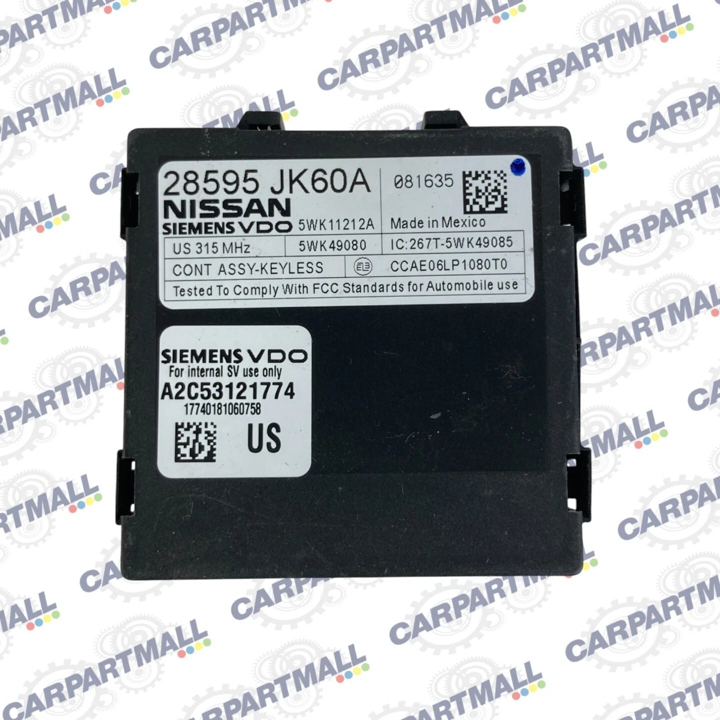 07 08 INFINITI G35 3.5L CVT ANTI THEFT KEYLESS CONTROL MODULE UNIT 28595-JK60A