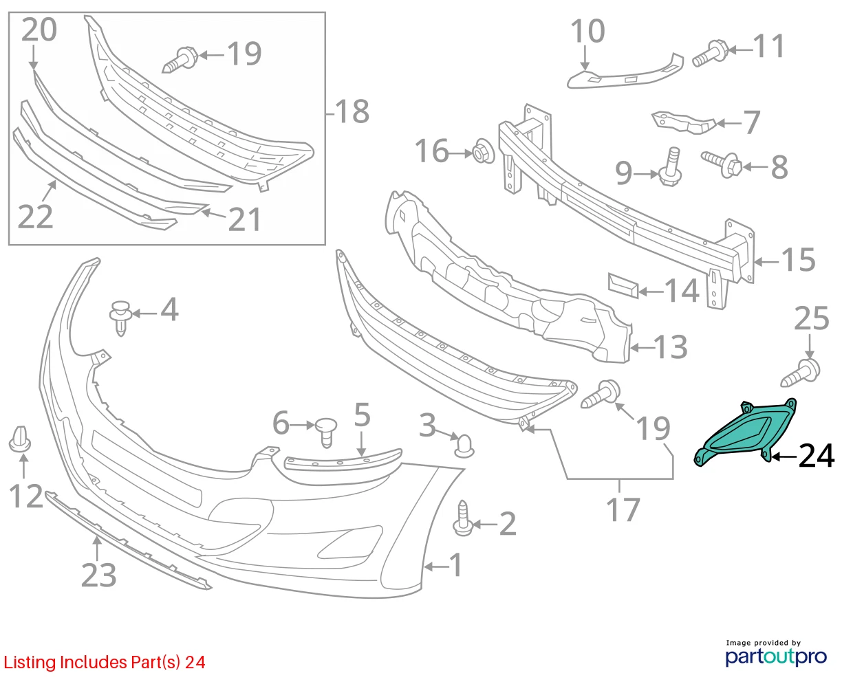 14-16 HYUNDAI ELANTRA FRONT RIGHT FOG LAMP BUMPER BLANK HOLE COVER 86564-3Y500