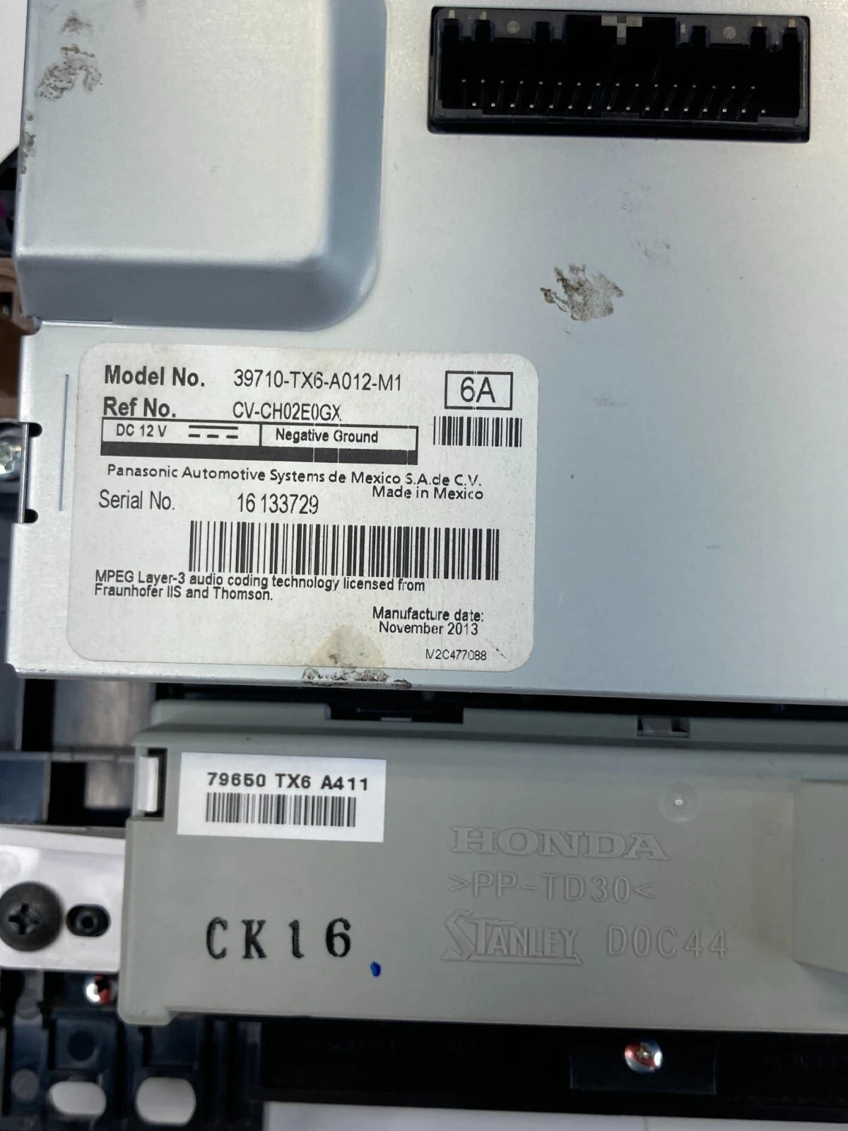 13-15 ACURA ILX CENTER DASH INFORMATION GPS DISPLAY SCREEN 39710-TX6-A012-M1 OEM